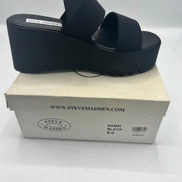 Steve Madden Ramzi Platform Strappy Sandals Black Made In Italy US 8 - Picture 7 of 7